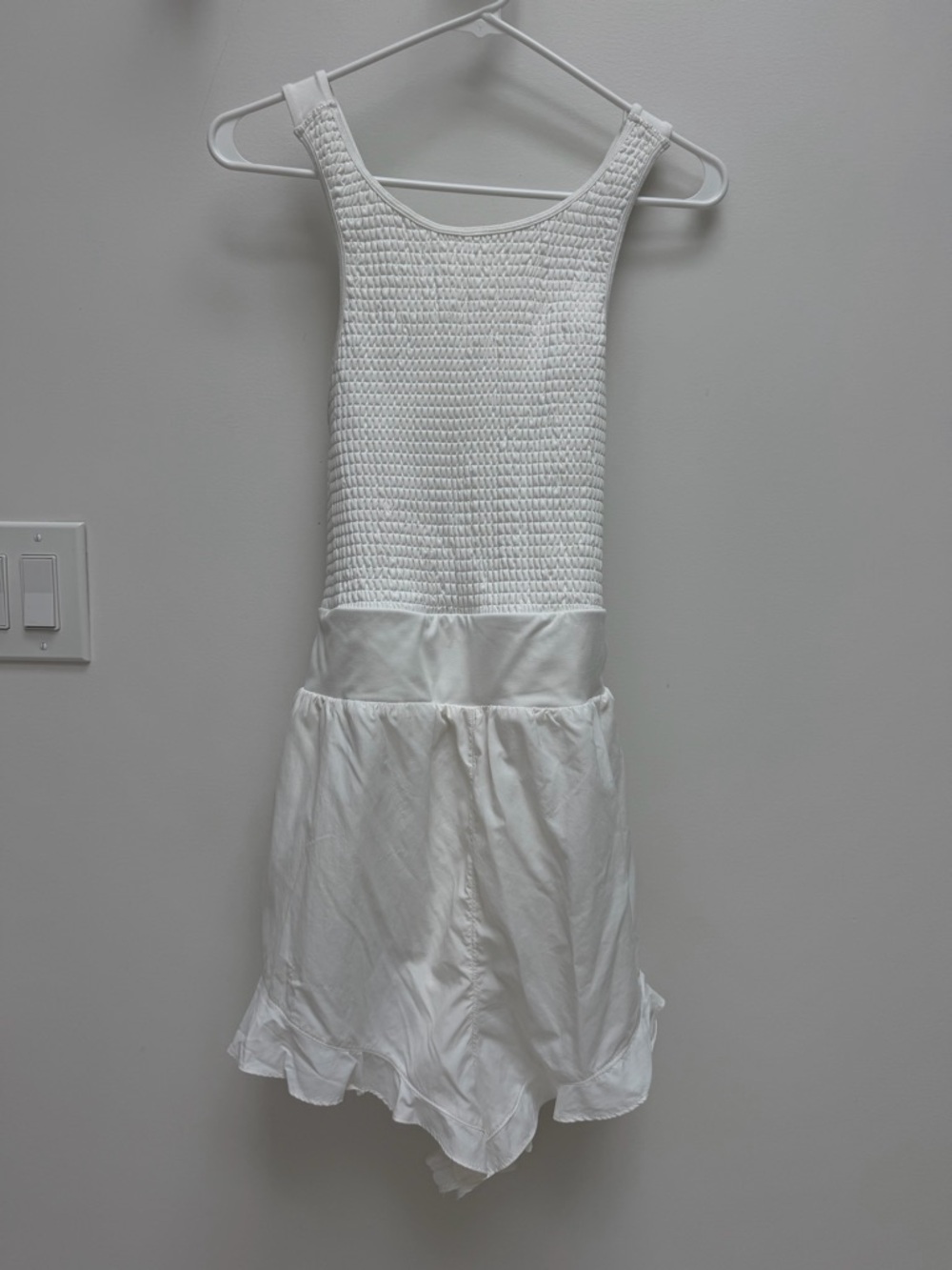 Free People White Smocked Tank Romper